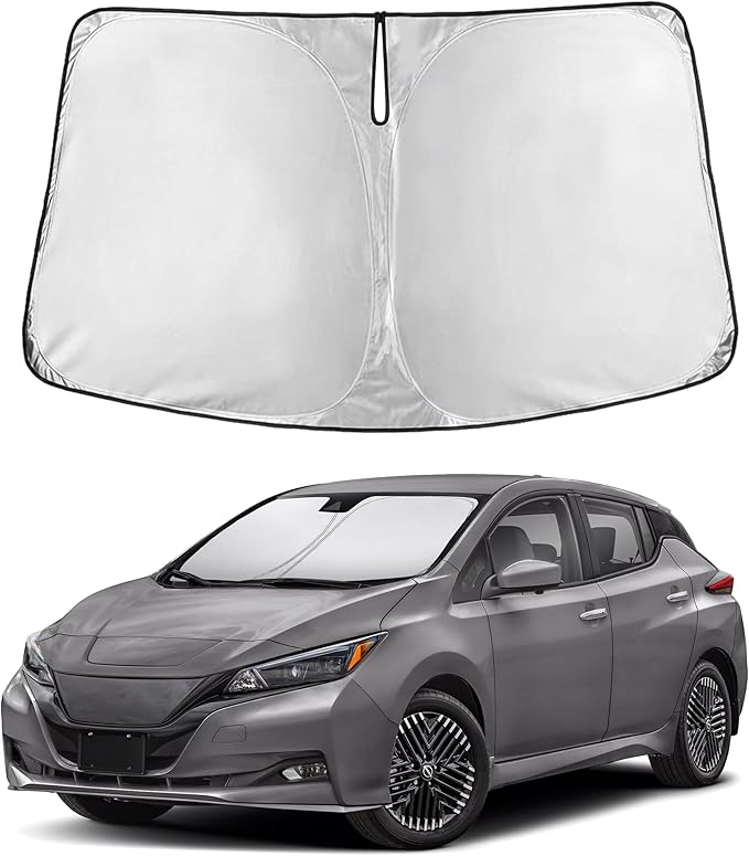 EcoNour Windshield Sun Shade Compatible for Nissan Leaf 2018-2025 Front Window Sunshade Foldable Sun Visor UV & Heat Blocking Protection