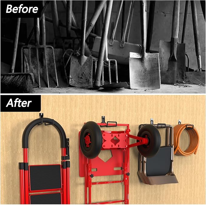 3-H Garden Hose Holder Wall Mount 2 Pack,Solid Steel Hose Hanger wih Extension Strap,Water Hose Holders for Outside to Hang Outdoor Air Hose,Ropes,Pipes,Power Tools,Ladders,Bikes,Bulk Items