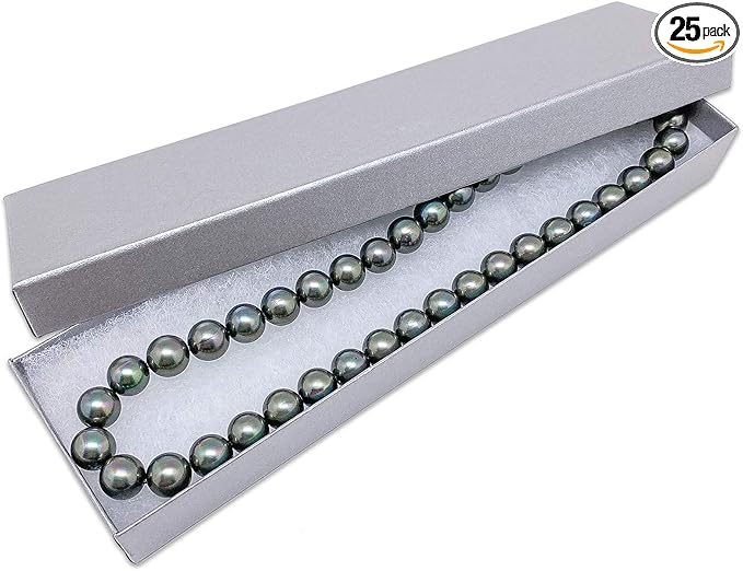 TheDisplayGuys - 25-Pack #82 Cotton Filled Cardboard Paper Jewelry Boxes Gift Case - Pearl Gray (8.0" x 2.0" x 1.0") - for Shipping or Storage