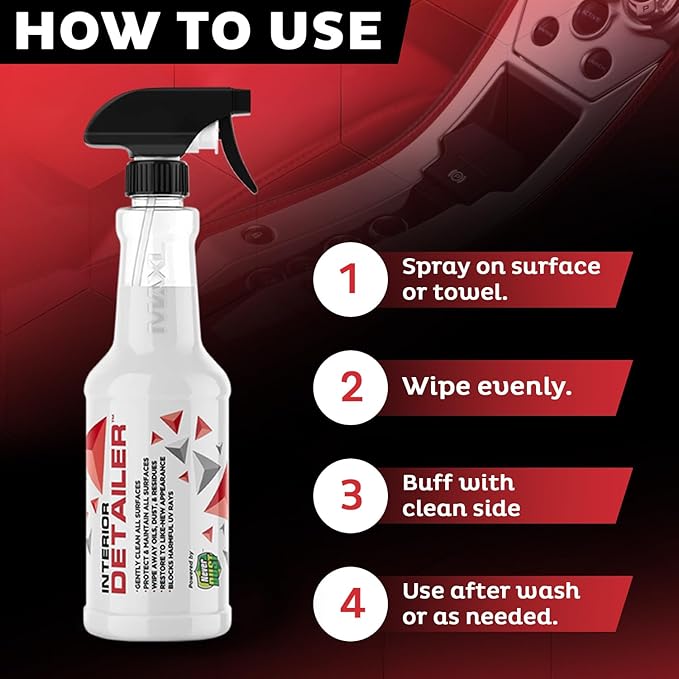 MAXL® Interior Car Cleaner Detailer Spray with NeverDust® Technology Formula (20oz, 1 Pack) - Repels Dust, Wipes Oil, Residue with Matte Finish for Leather, Dash, Trim & Screens - Safe on All Surfaces