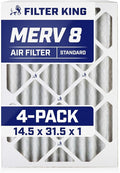 Filter King 14.5x31.5x1 Air Filter | 4-PACK | MERV 8 HVAC Pleated A/C Furnace Filters | MADE IN USA | Actual Size: 14.5 x 31.5 x .75"