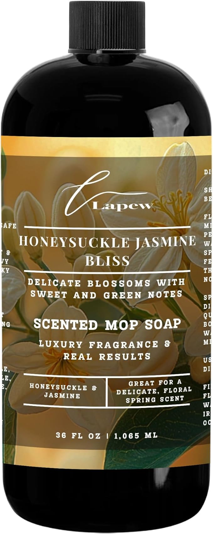 Lapew Honeysuckle Jasmine Bliss Scented Mop Soap Concentrate 36 oz | Premium Fragranced Floor Cleaner | Streak-Free | Hard Floor Cleaning Solution | Eco Friendly | Made in USA