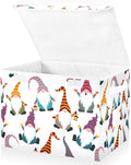 Christmas Baskets Collapsible Storage Bins with Lids, Christmas Gnomes Seamless Storage Boxes Clothes Baskets for Organizing