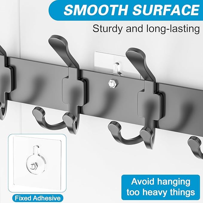 Aimeaihe Over The Door Hooks Organizer, Door Hanger Towel Rack with 2 Baskets, Adjustable Over The Door Coat Rack, Back of Door Storage for Bedroom, Kitchen, Bathroom (Black)