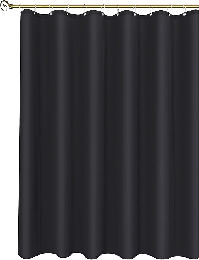 Biscaynebay Fabric Narrow Shower Stall Curtain Liners 40" Width by 72" Length, Black Water Resistant Bathroom Curtains, Rust Resistant Grommets (7 Holes) Weighted Bottom Machine Washable
