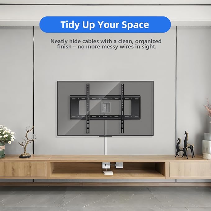 in-Wall TV Cable Management Kit with Power, Dual Outlets, USB-A & USB-C Ports, 9ft/109in Cord, Includes Wall Cutting Tools, Hide TV Wires for Clean Home Theater Setup