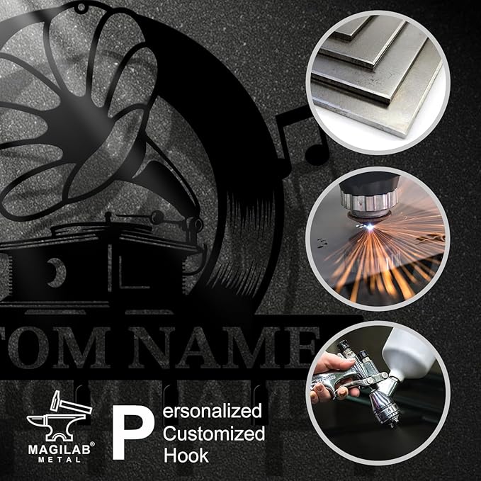 Personalized Custom Music Wall Hooks,Metal Music Room Art Clothes Hooks,Metal Music Wall Home Storage Decorative,For Front Door, Hallway, Kitchen, Bedroom,Keys,Hats (Style B)
