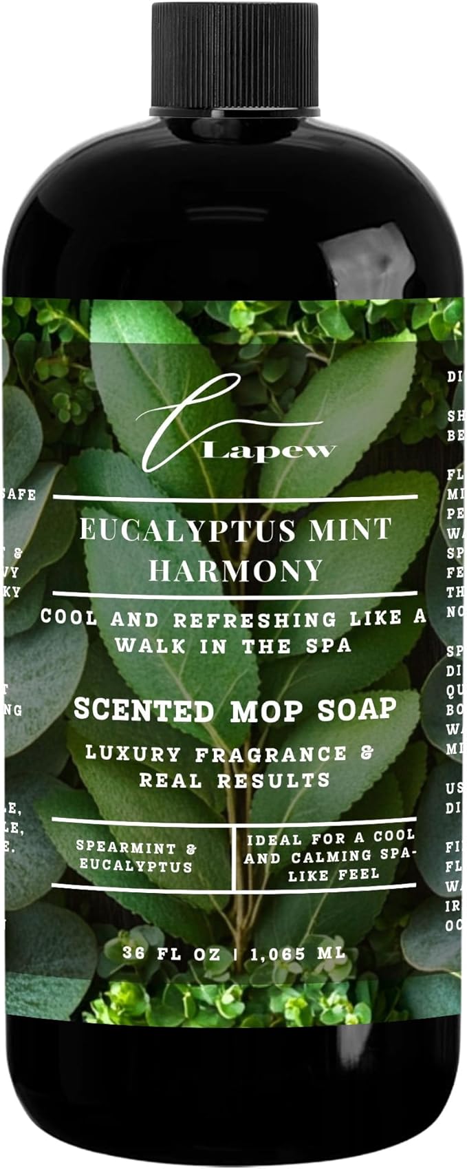 Lapew Eucalyptus Mint Harmony Scented Mop Soap Concentrate 36 oz | Premium Fragranced Floor Cleaner | Streak-Free | Hard Floor Cleaning Solution | Eco Friendly | Made in USA (Eucalyptus Spearmint)