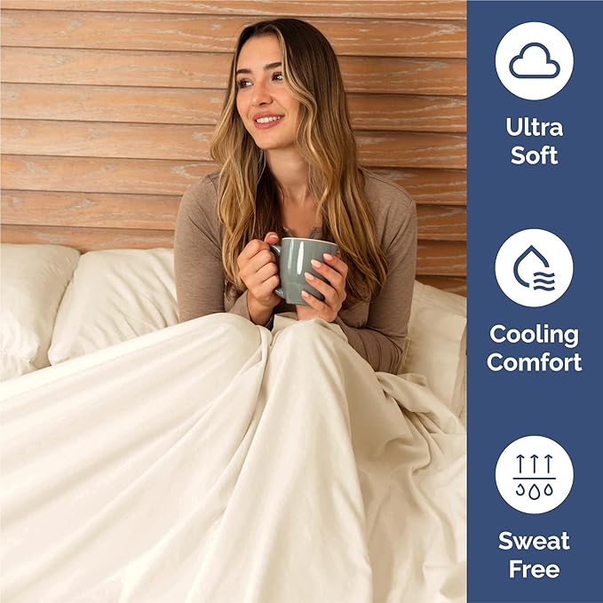 Cal King 6 Piece Sheet Set - Comfy Breathable & Cooling - Ultra Soft Hotel Luxury Bedding Set w/ 8-16 Inch Deep Pockets - 1 Flat & 1 Fitted Sheet & 4 Pillowcases - Wrinkle Free & Easy Care - Off White