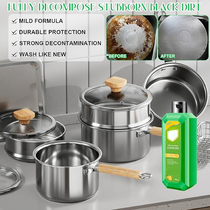 Cleaning Milk House Cleaner, Powerful Multifunctional Concentrated Cleansing Lotion, New Heavy Oil Stain Cleaner, Effectively Remove Stains Cleaning Supplies for Household Kitchen（300ML/10.6oz）