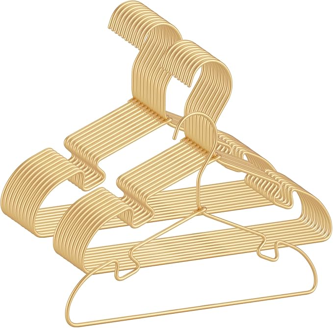 20 Pack Gold Aluminum Hangers, 12.6 Inch Children Baby Hanger, Sturdy Metal Children Clothes Hanger for Wardrobe, Space-Saving Toddler Hanger