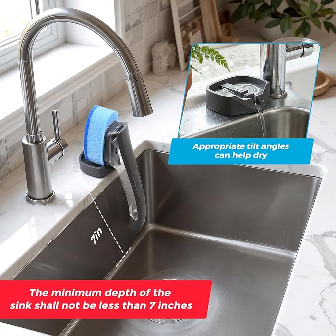 Dish Wand Holder Compatible with Scotch-Brite Dishwand, Silicone Dish Brush Holder, Auto-Drain Organizer for Kitchen Sink