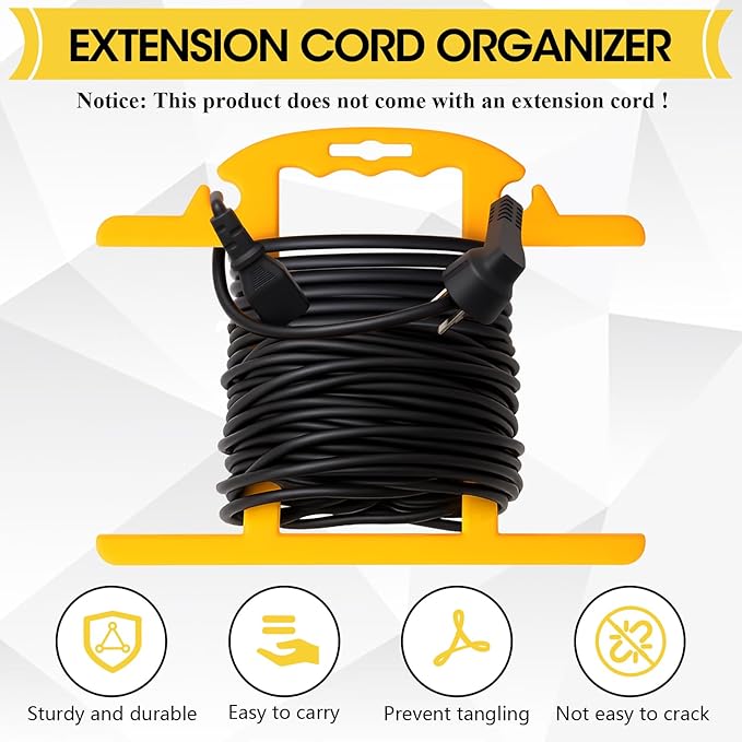 Ripeng 2 Pcs ABS Heavy Duty Extension Cord Storage Reel, Portable Christmas Light Storage Cord Organizer, Portable Hose Organizer Wrap-holds 100 Feet, H-shape Reel (Yellow)