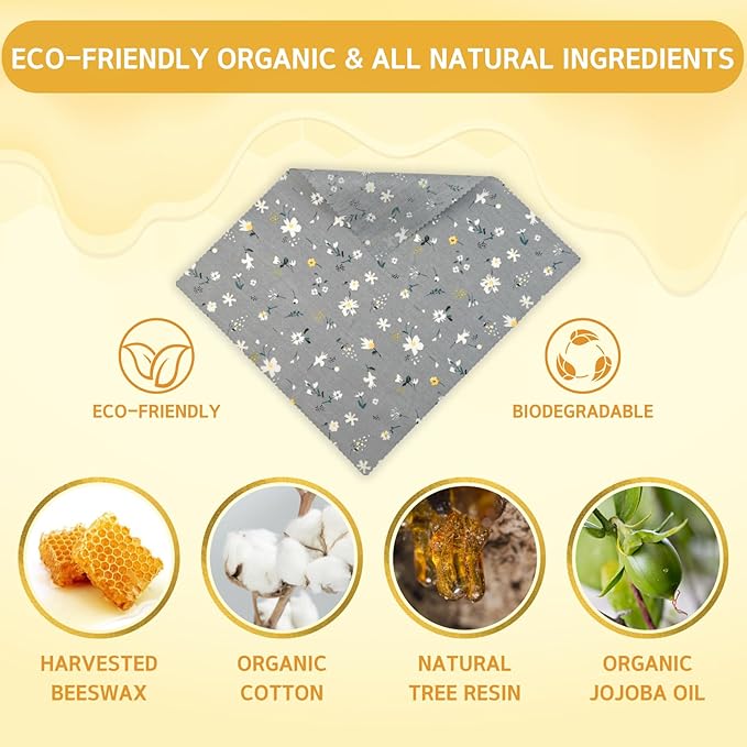 Reusable Beeswax Wrap - 9 Pack Beeswax Wraps for Food, Eco-Friendly Beeswax Food Wraps, Bread Sandwich Food Wrap - Organic, Sustainable, Zero Waste, Plastic-Free Food Storage, 1XL, 3M, 5S