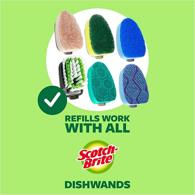 Scotch-Brite Heavy Duty Dishwand Kit, Includes 1 Wand & 8 Refill Pads, Keep Hands Out of the Mess