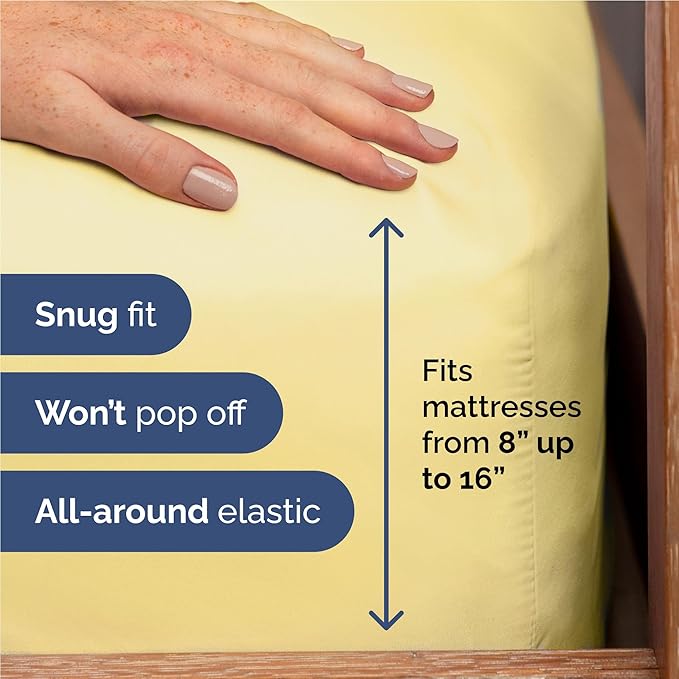 Full 6 Piece Sheet Set - Comfy Breathable & Cooling - Ultra Soft Hotel Luxury Bedding Set w/ 8-16 Inch Deep Pockets - 1 Flat & 1 Fitted Sheet & 4 Pillowcases - Cozy, Wrinkle Free & Easy Care - Yellow