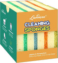 LAUNDRYLUX Scrub Sponge, Dual-Sided Temperature-Responsive Scrubber - Non-Scratch - Multipurpose Dish Sponges for Kitchens, Bathrooms, and Outdoor Use - 4 Pack