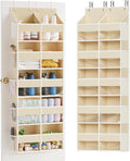 SpaceAid Extra Large Over The Door Organizer with 10 Large Pockets and 10 Mesh Side Pockets, 5 Layers Door Organizer Hanging with Clear Window for Bedroom, Bathroom, Pantry and Nursery, Beige