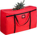 Christmas Tree Storage Bag, Fits Up 4 Ft / 5 Ft Tall Artificial Trees-Heavy Duty Holiday Storage Box with Durable Reinforced Handles & Zipper & Pocket- 600D Oxford Tree Storage Container, Red