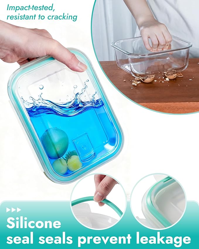 BOROHOUSE 8-Piece Borosilicate Glass Food Storage Containers Set with Airtight Lids - Oven, Microwave & Freezer Safe, Leak-Proof, BPA-Free - Baking, Meal Prep & Gift Ready