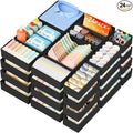 DIMJ Drawer Organizer Clothes Storage - 24 Pack Baby Dresser Organizer for Nursery Closet Organization, Fabric Drawer Organizer Bins for Underwears Socks Bras, Foldable Storage Dividers for Bedroom