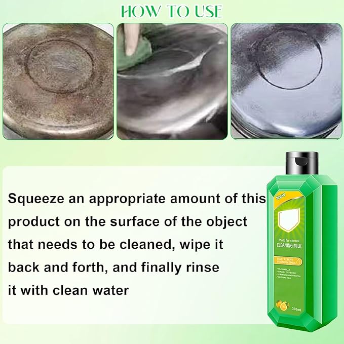 Cleaning Milk House Cleaner, Powerful Multifunctional Concentrated Cleansing Lotion, New Heavy Oil Stain Cleaner, Effectively Remove Stains Cleaning Supplies for Household Kitchen（300ML/10.6oz）