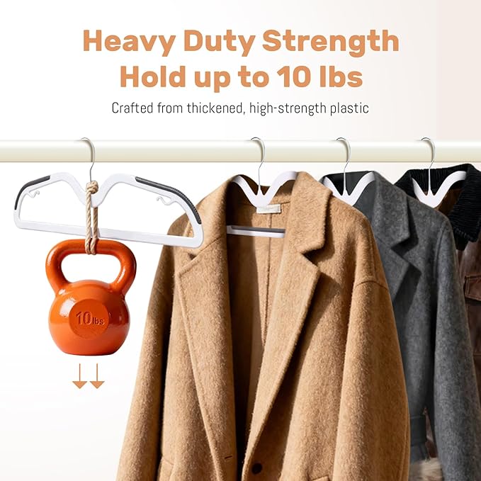 20 Pack Short Neck Plastic Hangers, Heavy Duty Clothes Hangers with Non-Slip Pads,Space Saving Closet Organizer for Shirts, Coats, Pants (Grey)