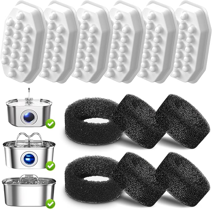 6 Count Replacement Filters for 3.2L/108oz Automatic Pet Water Fountain, Cat Fountain Filter Accessories for Clean Drinking Water
