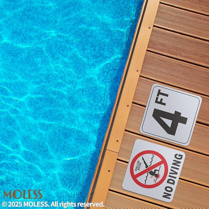 4FT Pool Depth Marker Stickers – 6x6″ Anti-Slip Vinyl Tile Stickers for Swimming Pool Safety Signs, Adhesive Pool Depth Markers for Decks, 4 FT (1 Pack)