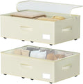 EE-RoomWorld Under Bed Storage with Wheels, No Assemble Required 10 inches height Under Bed Storage bins,Large capacity Rolling Underbed Shoe Storage containers，dorm underbed storage drawers