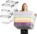 Clear Storage Bins with Lids, 288 QT (4 Pack-60 QT, 1 Pack-28 QT, 1 Pack-20 QT) Stackable Plastic Organizer for Home, Office, Garage, BPA-Free, Heavy-Duty with Secure Latches & Handles