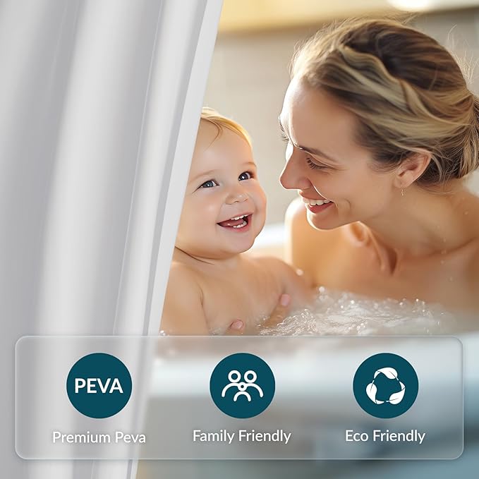 Titanker White Shower Curtain Liner 72 x 72 Plastic Shower Liner Washable Inside Shower Curtain Liner PEVA Shower Curtains for Bathroom with Magnets and Rustproof Metal Grommet Holes