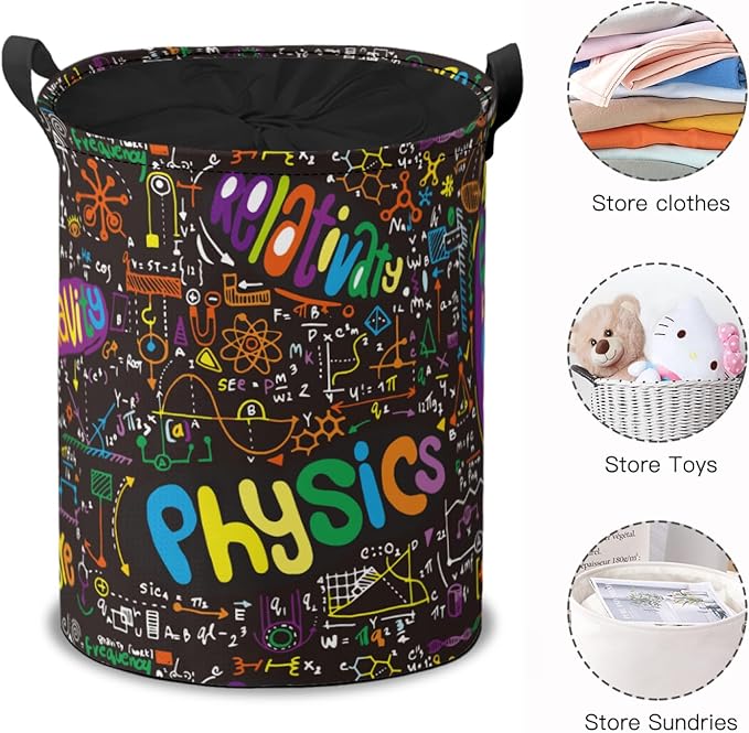 Storage Baskets- Black Formula Pattern Foldable Laundry Hamper Fabric Organizer Storage Bins with Handles for Shelves, Closet, Nursery, Laundry, Toys