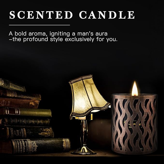6 Pack Scented Candles Set, Men Candle Set, Gift for Men, 3 Pack Candles for Home with 3 Candle Holders, 120 Hour Soy Wax Aromatherapy Candle, Birthday Present Gifts for Dad with Gift Box