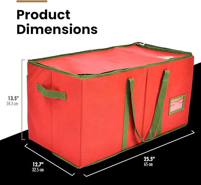 Holiday Cheer Premium Christmas Ornament Storage – Christmas Storage Container for Home Decorations and Festive Office Organizer – Fits 128 Holiday Ornaments – Tear-Proof Fabric