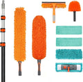 PuliKit 20ft High Ceiling Duster Kit with 4-12ft Heavy-Duty Extension Pole, Cobweb Duster, Ceiling Fan Duster, Window Squeegee & Cleaner, Microfiber Duster, Wall Mop for Home High Reach Cleaning