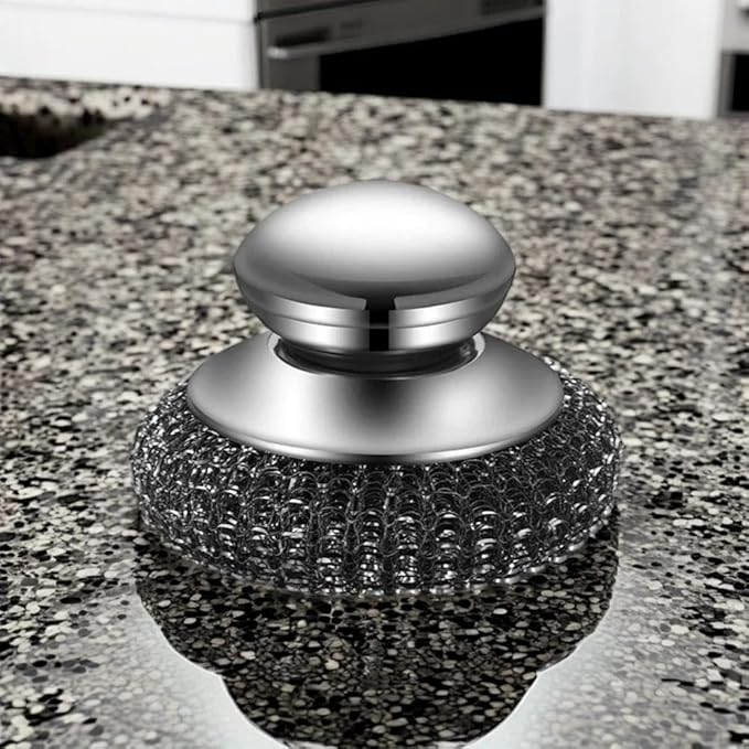 Ahasyyinan 6 Pcs Steel Wool Scrubber, Stainless Steel Scrubber Pads for Cleaning Dishes, Cast Iron, Grill, Stove, Oven, Sink, Stubborn Messes (2 Scrubber + 4 Pads)