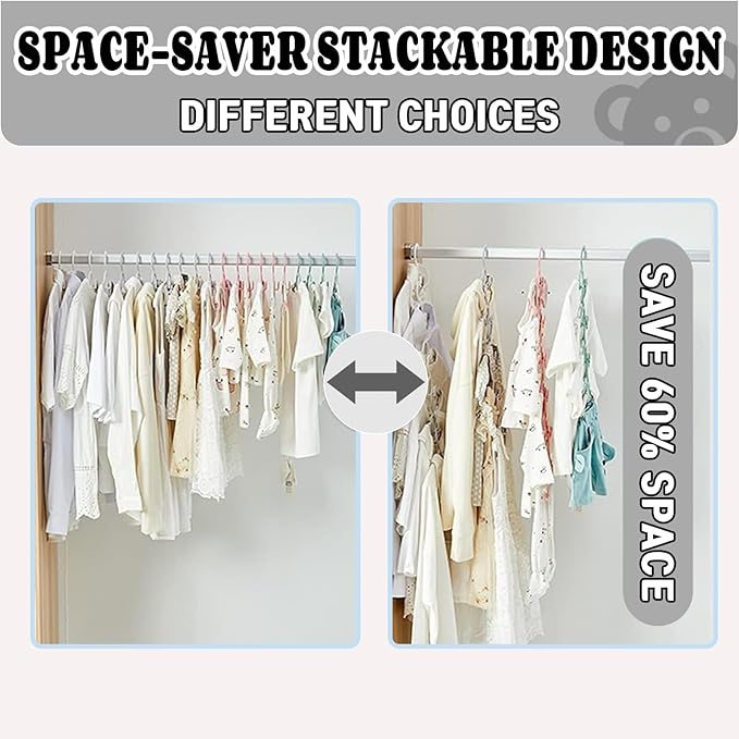 HGYZE Baby Nursery Closet Hangers, Ultra Thin Non-Slip and Extendable Laundry Infant Pant Hanger for Newborn Clothes - 20pcs Grey Gift - Adjustable Children Coat Hanger for Girl Boy Toddler Kids Child