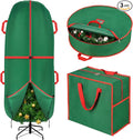 3PCS Upright Christmas Tree Storage Bag Set, Christmas Tree Covers for Upright Storage with Christmas Wreath & Ornament Storage Bags, Christmas Tree Cover for 7.5 Ft Assembled Christmas Tree