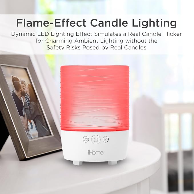 iHome Zenergy Candle Portable Bluetooth Sound Machine with Meditative Light and Sound Therapy, Candle with Candle Effect and Breathing Guide