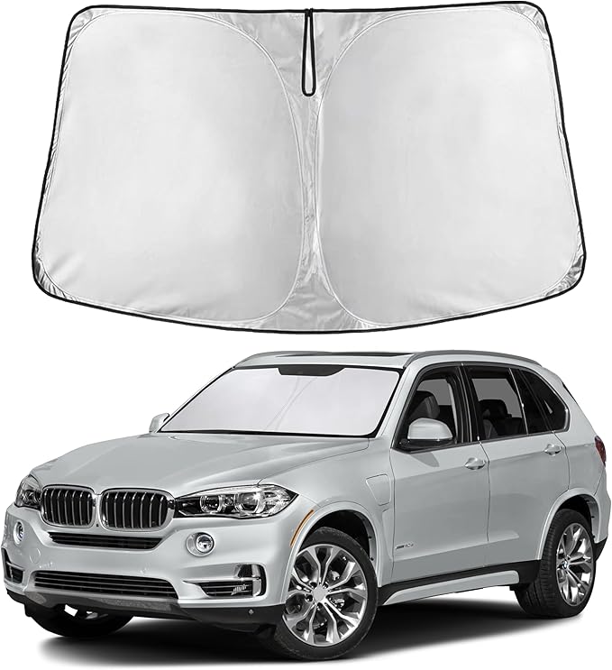 EcoNour Windshield Sun Shade Compatible for BMW X5 2019–2026 | Custom Fit Luxury SUV Front Window Sunshade | Foldable Heat & UV Reflective Sun Visor
