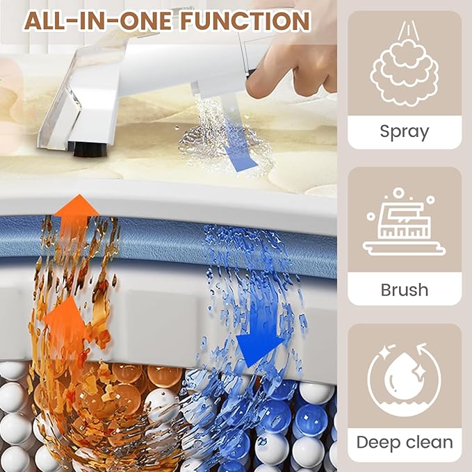 Mini Portable Carpet Cleaner Machine with Dual Size Brushhead, Multi-Purpose and Upholstery Cleaner, Handheld Deep Carpet Cleaning Machine, Spot Cleaner for Couch, Rugs, Car Seats and Pet Stains