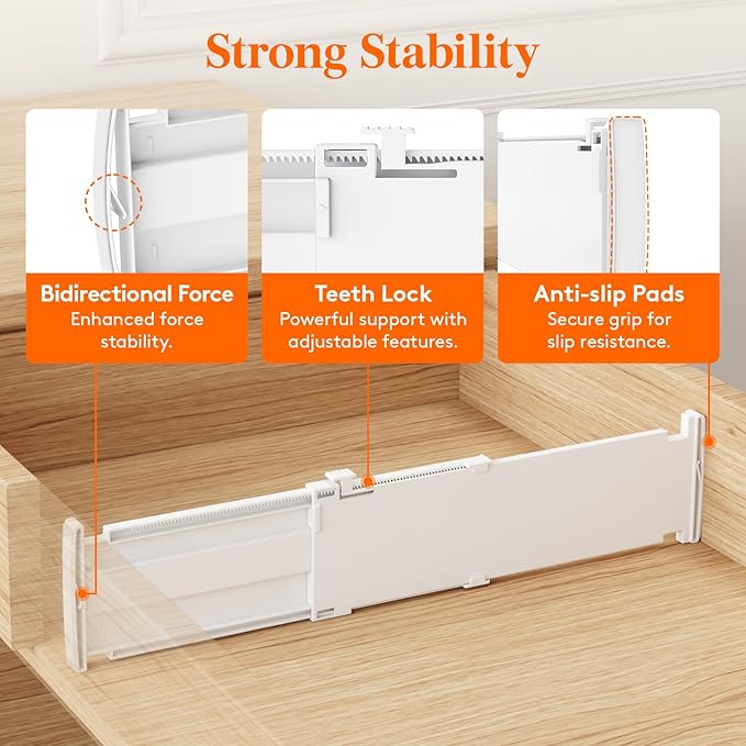 Lifewit 4" High 5 Pack Drawer Dividers, 35 –55cm/13.8-22.5" Drawer Divider for Clothes, Adjustable Dresser Drawer Organizers, Plastic Drawers Separators for Clothes, Bedroom, Bathroom, Kitchen, Office