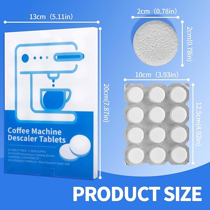 coldpa + Coffee Machine Cleaning Tablets, Machine Descaler Tablets, Deep Cleaning and Descaling for All Coffee Makers, Effortless Descaler & Cleaner Solution(24PCS)