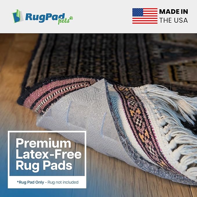 RugPadPets Waterproof Rug Pad, 3x5 ft (1/8" Thin) – Non-Slip Gripper for Carpet & Hardwood Floors – Washable, Pet-Friendly, Protects Floors from Spills, Scratches & Accidents