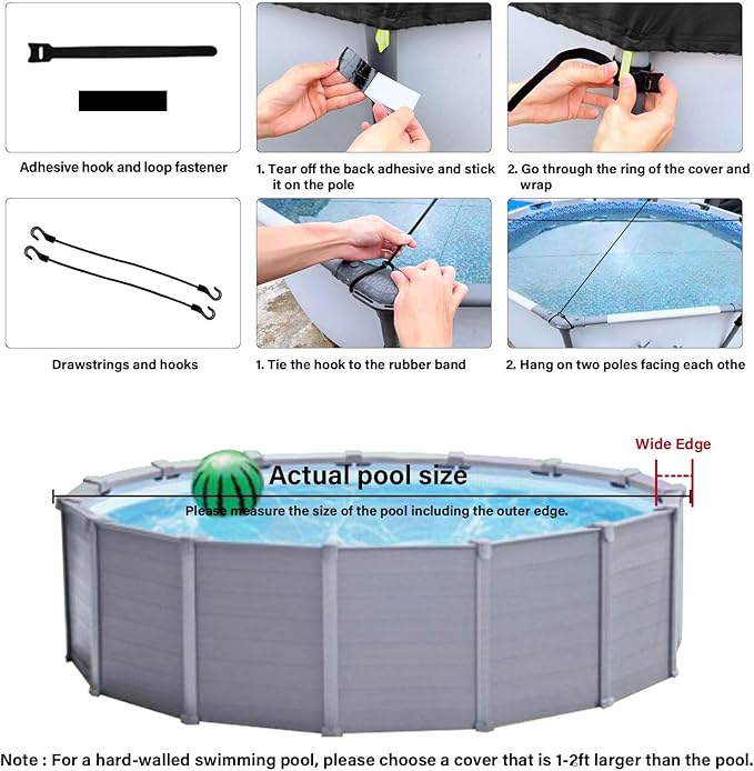 18FT Pool Covers for Above Ground Pools, Safana Round Pool Winter Cover, Tear Resistant Fabric Swimming Pool Covers, Superior Strength & Durability, Prevent Leaves, UV Resistance, Prevent from Debris