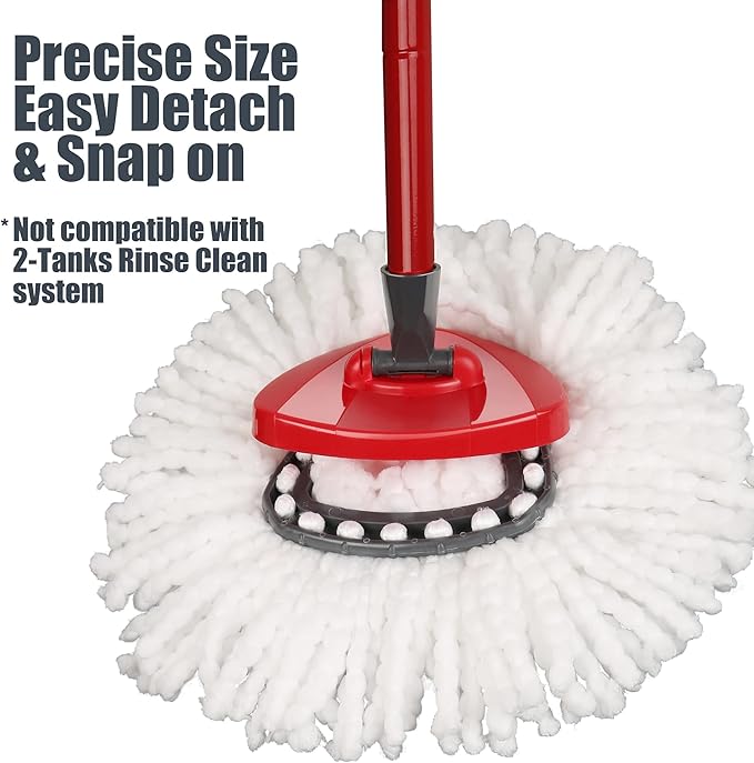 homsis 2 Pack Mop Replace Head Compatible with Ocedar Easy Wring Spin Mop, Microfiber Mop Refill Spin Mop Replacement, Deep Cleaning Machine Washable and Easy-to-Replace