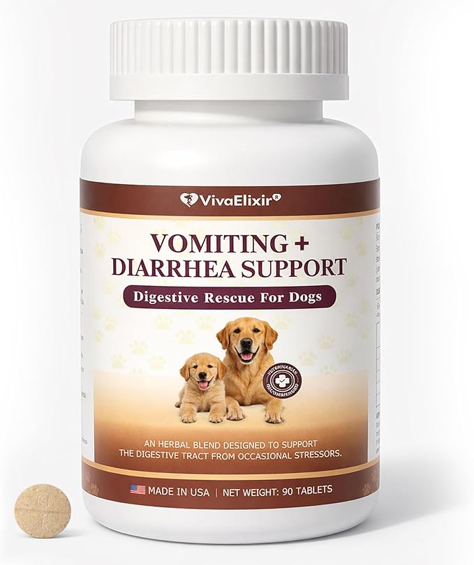Digestive Rescue for Dogs and Puppies – Helps Maintain Appetite, Gut Function & Stool Consistency – Relief of Diarrhea & Stomach Upset – With Electrolytes, Colostrum IgG, Probiotics – 90 Tablets