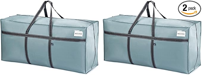 VENO 2 Pack Extra Large Moving Bags, Heavy Duty Storage, Moving Boxes, Large Storage Bins with Lids Alternative for College, Christmas Tree, Packing Supplies Essentials (Light Blue Matte, 2 Pack)