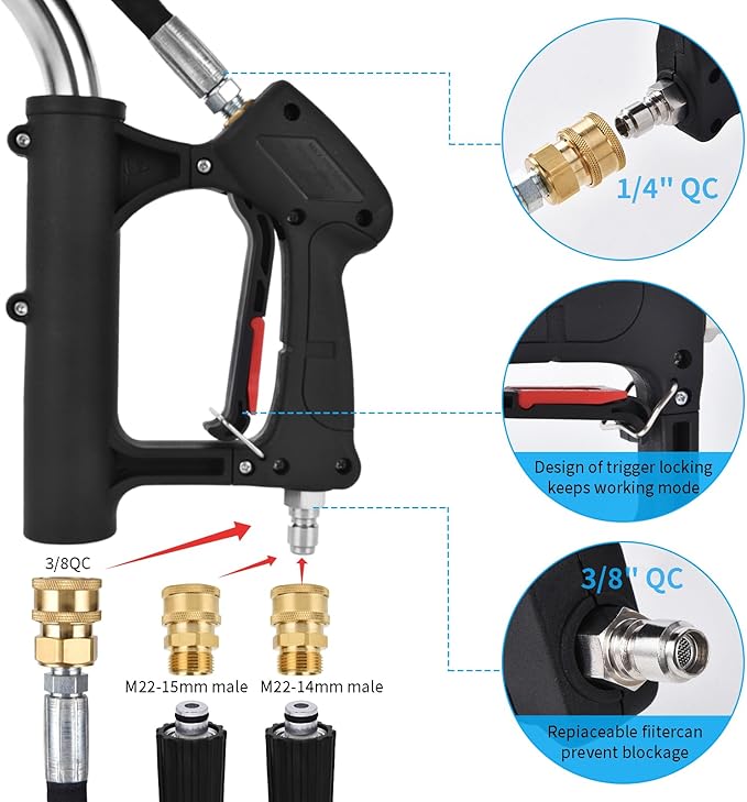 DAIMOT Pressure Washer Surface Cleaner with 7 Nozzles Spray Bar - Stainless Steel Surface Cleaner for Pressure Washer Attachment for Concrete, Patio, Sidewalk, Deck and Driveways (30 Inch Water Broom)